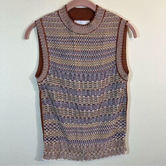 ✨ Base Mark Women’s Brown Purple Knit Tank Top Small Japan - Picture 1 of 11